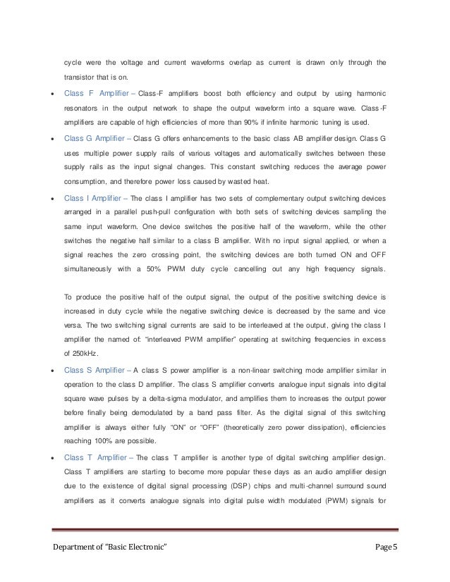 Amplifier classes explained