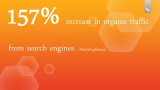 increase in organic traffic
from search engines. (MarketingSherpa)

 