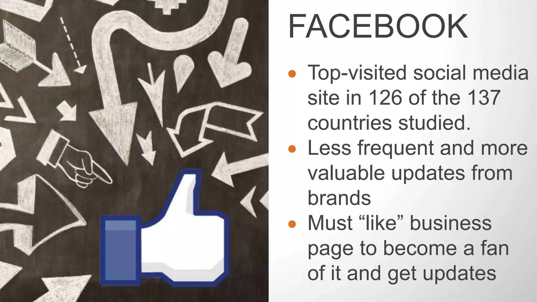 Personas: who are they?
Optimize your proﬁles
Analyze to reﬁne
SOCIAL MEDIA BEST PRACTICES
Customize your content to each platform
Build reach
 