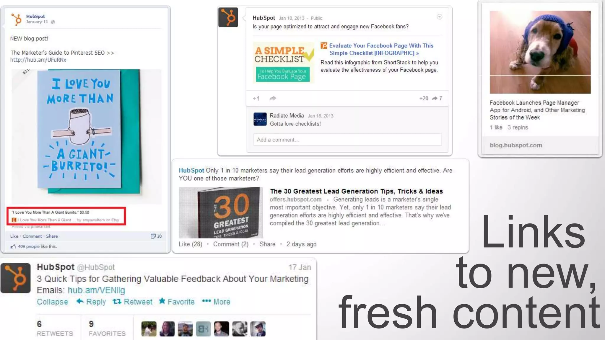 •  Customized background
image and logo
•  Company description
customized for
Facebook – light,
breezy, fun
GE’s Facebook
proﬁle page:
Optimize your proﬁles
 