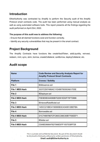Amplify Protocol – Smart Contract Security Audit Report by ...