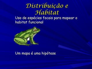 Distribuição e
Habitat

Uso de espécies focais para mapear o
habitat funcional

Um mapa é uma hipótese

 