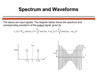 Spectrum and Waveforms The above are input signals. The diagram below shows the spectrum and  corresponding waveform of the  output  signal, given by 