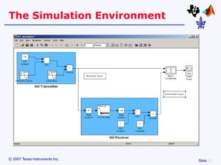The Simulation Environment




© 2007 Texas Instruments Inc,   Slide
 