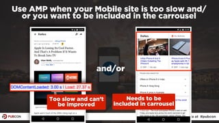 #ampresults by @aleyda at #pubcon
Use AMP when your Mobile site is too slow and/
or you want to be included in the carrous...