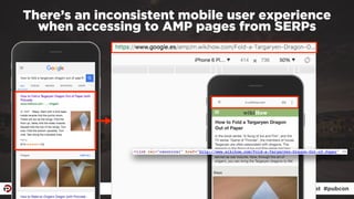 #ampresults by @aleyda at #pubcon
There’s an inconsistent mobile user experience  
when accessing to AMP pages from SERPs
 