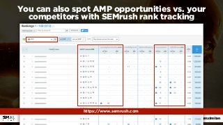#ampsuccess by @aleyda at #smxlmilan
You can also spot AMP opportunities vs. your
competitors with SEMrush rank tracking
h...