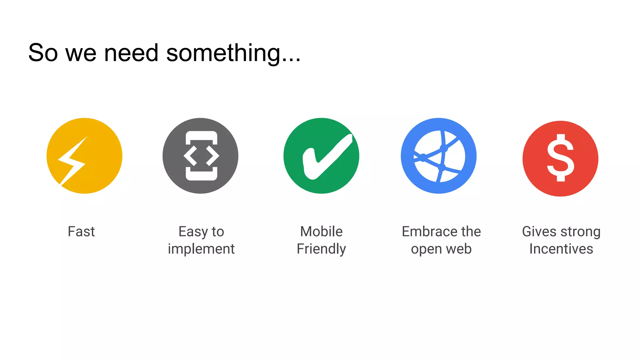 So we need something...
Fast Easy to
implement
Mobile
Friendly
Embrace the
open web
Gives strong
Incentives
✔⚡
 
