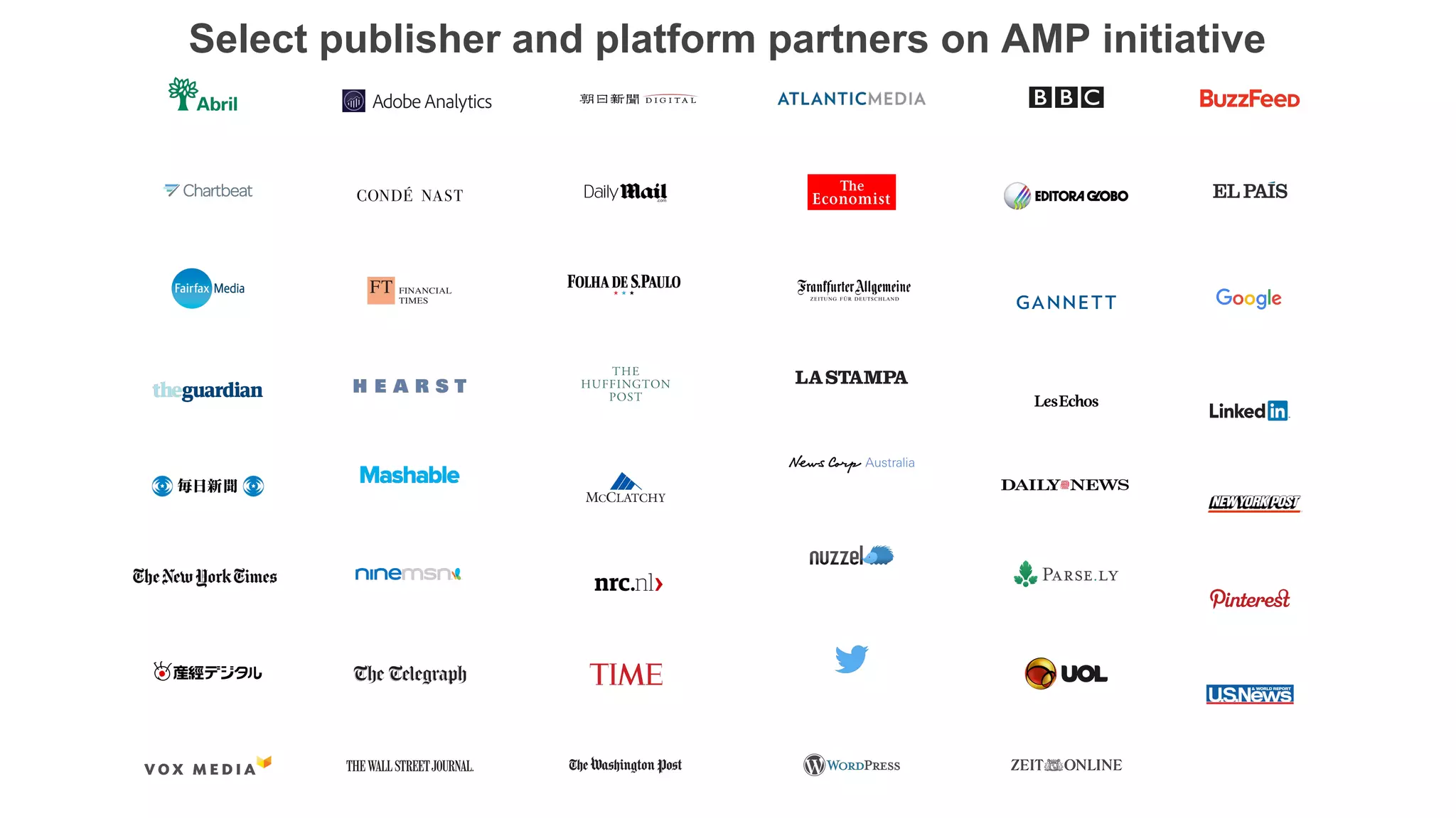 Select publisher and platform partners on AMP initiative
 