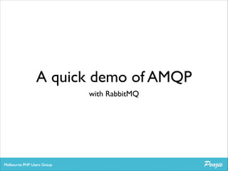 A quick demo of AMQP
with RabbitMQ

 