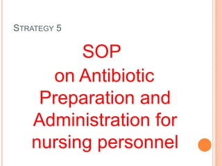 STRATEGY 5
SOP
on Antibiotic
Preparation and
Administration for
nursing personnel
 