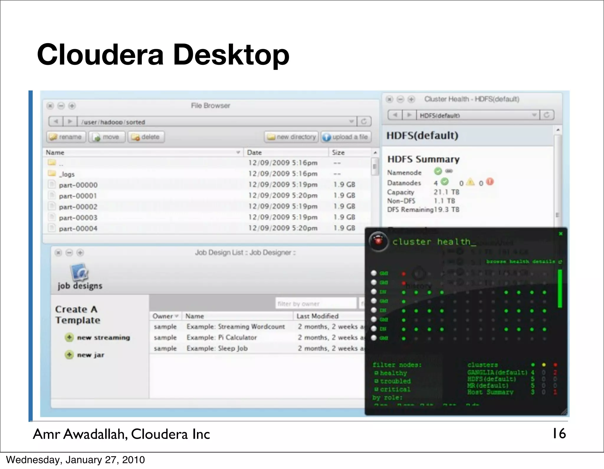 Cloudera Desktop Amr Awadallah, Cloudera Inc 16 Wednesday, January 27, 2010 