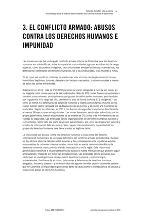 Colombia: Invisibles ante la justicia Impunidad por actos de violencia sexual cometidos en el conflicto: Informe de seguimiento de Amnistia Internacional