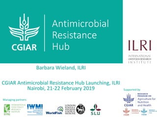 Antimicrobial
Resistance
Hub
Barbara Wieland, ILRI
CGIAR Antimicrobial Resistance Hub Launching, ILRI
Nairobi, 21-22 February 2019
Managing partners
Supported by
 