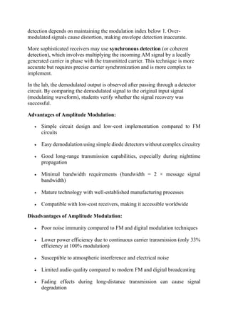 Comprehensive Study and Experimentation on Amplitude Modulation in ...