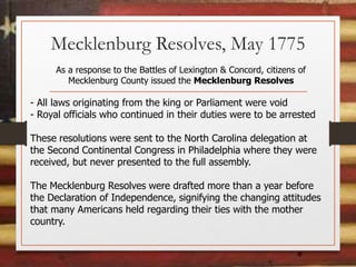 differences between mecklenburg resolves and declaration of independence