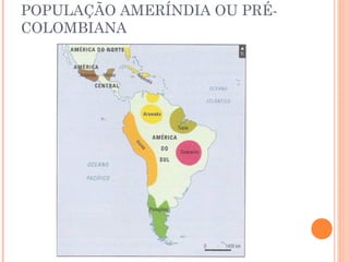 POPULAÇÃO AMERÍNDIA OU PRÉ-
COLOMBIANA
 
