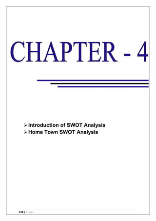 128 | P a g e
Introduction of SWOT Analysis
Home Town SWOT Analysis
 