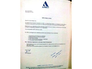 Offer letter of Amrit cement