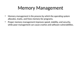 Comprehensive Overview of Computer Memory Structure and Management | PPTX