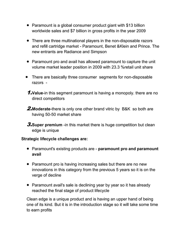paramount razor blade case study | PDF