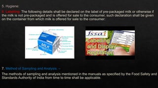 Fssai Standards for milk and packaging water