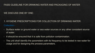 Fssai Standards for milk and packaging water