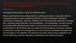 Fssai Standards for milk and packaging water