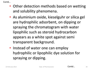 Contd…

      • Other detection methods based on wetting
        and solubility phenomena.
      • As aluminium oxide, kie...