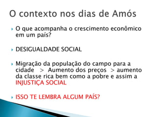

O que acompanha o crescimento econômico
em um país?



DESIGUALDADE SOCIAL





Migração da população do campo para a
cidade > Aumento dos preços > aumento
da classe rica bem como a pobre e assim a
INJUSTIÇA SOCIAL
ISSO TE LEMBRA ALGUM PAÍS?

 