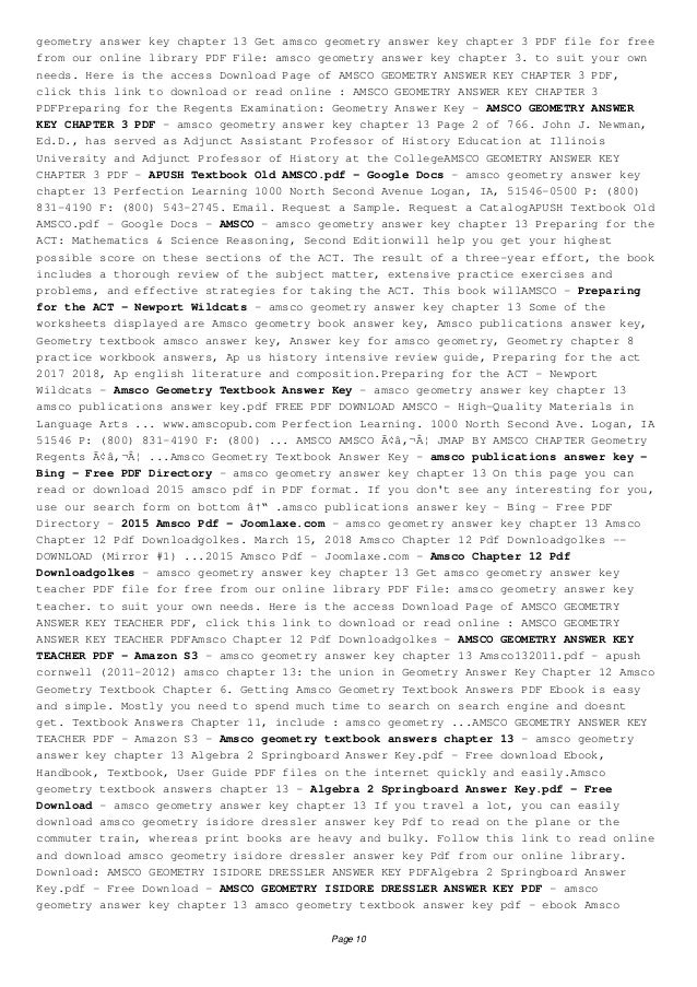 Download Amsco Geometry Answer Key Chapter 13
