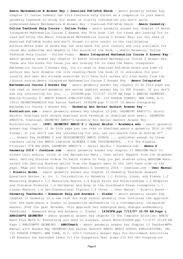 Download Amsco Geometry Answer Key Chapter 13