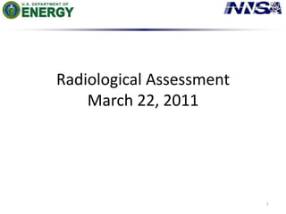 Radiological AssessmentMarch 22, 2011 1 