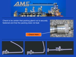 Check to be certain that packing gland nut is securely
fastened and that the packing does not leak




                               Check Here
 