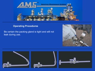 Operating Procedures

Be certain the packing gland is tight and will not
leak during use.
 