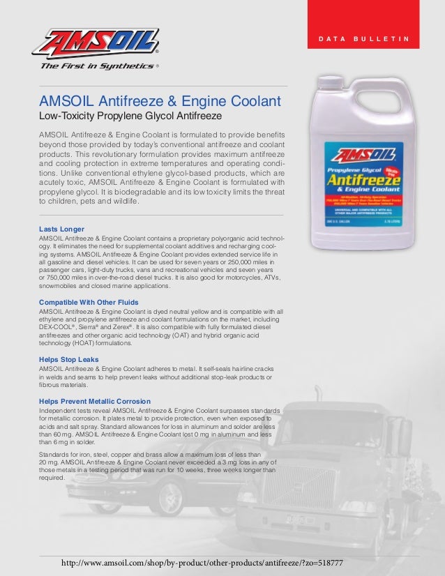 Amsoil antifreeze biodegradable Extended Life Aluminum engine block