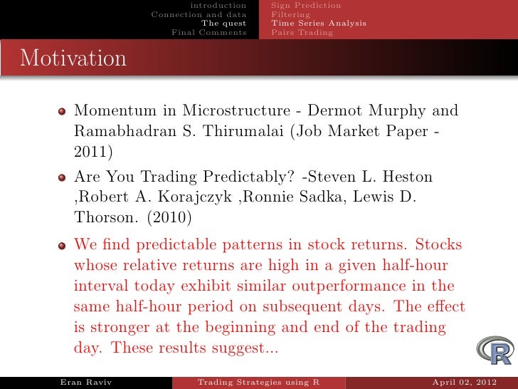 Trading strategies with r