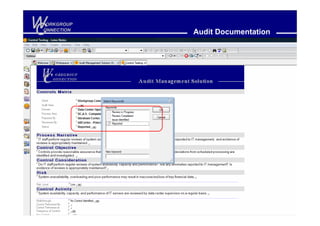 W
C
 ORKGROUP
ONNECTION
            Audit Documentation
 