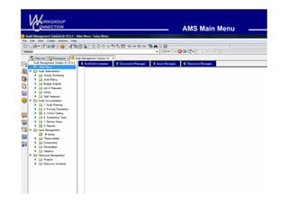 W
C
 ORKGROUP
ONNECTION
            AMS Main Menu
 