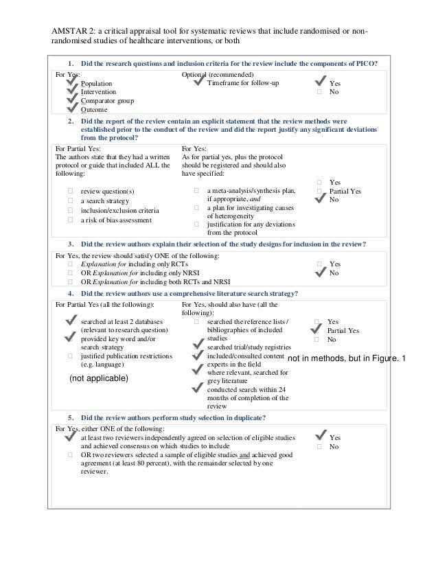 amstar 2 systematic review checklist sample answers march 15 2018 checklist sample