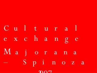 Cultural exchange M ajorana – Spinoza 2007   