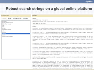 Robust search strings on a global online platform 