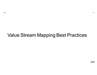 18IBM
Innovate. Disrupt.
Transform. Fast.
@Enterprise Scale.
Value Stream Mapping Best Practices
 