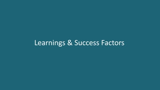 18 ©	2016	CA.	ALL	RIGHTS	RESERVED.@CAWORLD				#CAWORLD
Learnings &	Success	Factors
 