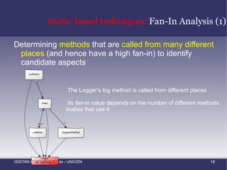 Introduction:  Crosscutting Concerns (1) Crosscutting concerns are believed to negatively affect  evolvability , maintainability and understandability [2] A change to a crosscutting concern is likely to affect many different places in the source code AOP propose a solution to this problem by introducing the notion of aspects An aspect is a language construct that allows us to localize a concern's implementation 