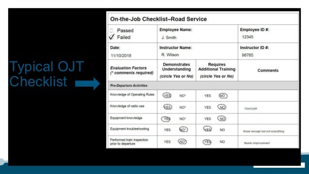 increasing performance based feedback in on the job training training checklists