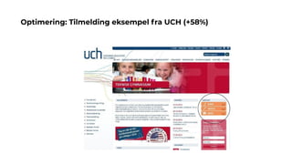 Optimering: Tilmelding eksempel fra UCH (+58%)
 