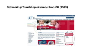 Optimering: Tilmelding eksempel fra UCH (388%)
 
