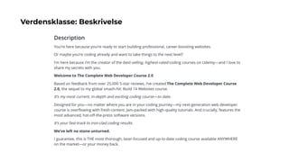 Verdensklasse: Beskrivelse
 