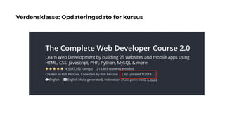 Verdensklasse: Opdateringsdato for kursus
 